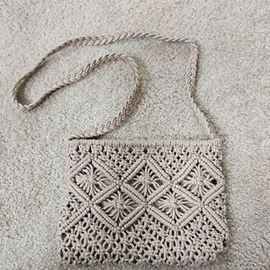 Elegant Tan Crochet Women Bag